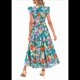 thumbnail image 2 of Vestido Midi Estampado con Escote en V, Mangas Plisadas y Volantes, Imagen, 2 of 7