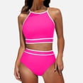 thumbnail image 3 of Womens Tankini Swimsuit Floral Print High Waist Bottom Adjustable Two Piece Swimwear Tummy Control Beach, 3 of 6