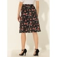 thumbnail image 4 of INSPIRE CHIC Falda Midi Acampanada Con Dobladillo Asimétrico De Cintura Alta Con Estampado Floral Para Mujer Negro S, 4 of 5