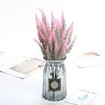 thumbnail image 4 of 1 X Artificial Flower Bouquet Clearance! Bunch of Fake Flowers Artificial Lavender Artificial Plastic Purple Flowers for Home Wedding Kitchen Garden Terrace Window Flocking Style Pink, Fake Flowers, 4 of 4