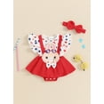 thumbnail image 4 of Raccmtaty Baby Girls Independence Day Romper Dress Flying Sleeve Stars Print Jumpsuit with Headband, 4 of 8