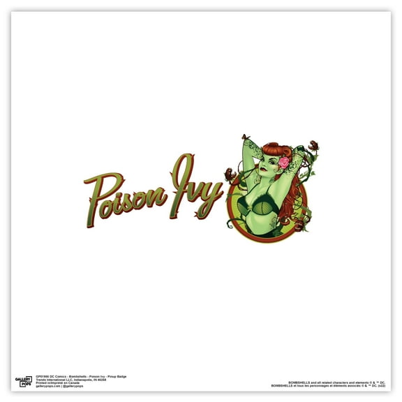 Gallery Pops DC Comics Bombshells - Poison Ivy - Pinup Badge Wall Art, Unframed Version, 12" x 12"
