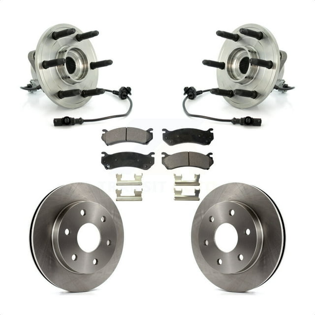 Transit Auto Front Hub Bearing Assembly Disc Brake Rotors and Semi-Metallic Pads Kit for Car 2007 Chevrolet Silverado 1500 4WD with rear brakes KBB-105388