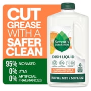 (3 pack) Seventh Generation Dish Soap Refill, Liquid Dishwashing Soap, Clementine Zest & Lemongrass, 50 fl oz