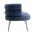 thumbnail image 4 of Polyester Leisure Sofa Accent Chair with a Sleek Design Modern Button Wingback Vanity Chair with Arms Upholstered Tall Back Desk Chair with Metal Legs for Living Room Bedroom Waiting Room(Navy), 4 of 8