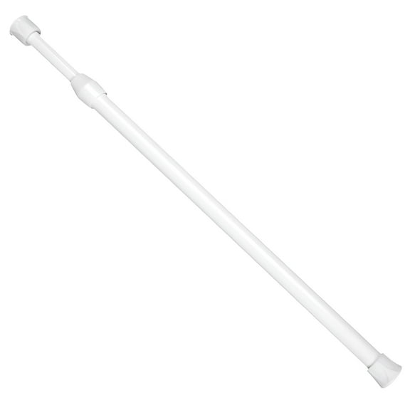 LAMIRO White Telescoping Tension Rod for Home Adjustable Curtain Rod Without Drilling