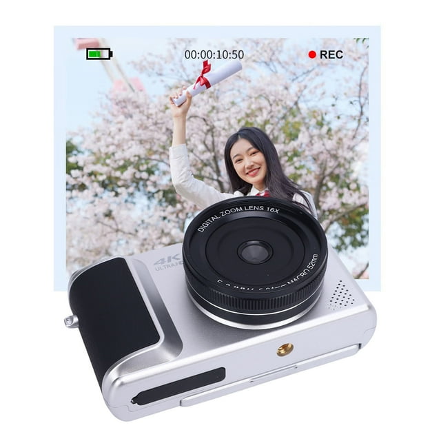 Cámara Digital 4K Para Fotografía, Cámara De Vlogging De 64MP Para YouTube Con Pantalla De 2,8 Pulgadas 180, 16x Zoom De Zoom Digital Autococus Sin Espejo Sin Espejo Para