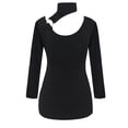 thumbnail image 4 of Lace Patchwork Long Sleeve for Women Cold Shoulder V Neck Slim Fit Tunic Shirts Pullover T-Shirt Trendy Blouses Black5,XL, 4 of 6