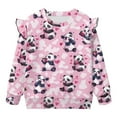 thumbnail image 5 of Yuyamidu Panda Sweatshirt for Toddler Girls 1T 2T Pink Ruffle Shoulder Long Sleeve Top Y2K Graphic Crewneck Sweatshirt Pullovers Soft Lightweight Everyday Clothes for Fall Winter, 5 of 8