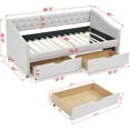 thumbnail image 5 of Twin Size Daybed with Drawers, Upholstered Tufted Sofa Bed for Bedroom & Living Room, Button Back and Waved Shape Arms, Beige, 5 of 8