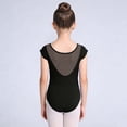 thumbnail image 5 of Xdegoge Little Girls Short Sleeve Dance Leotards Mesh V Neckline Gymnastics Bodysuit Comfy Soft Ballet Activewear Stretchy Practice Performance Outfit Casual Playwear Tops, 5 of 6