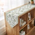 thumbnail image 4 of Sage Green Floral Table Runner Linen Burlap Table Runner 108 Inches Long Vintage Flowers Botanical Farmhouse Greek Key Dresser Scarves for Kitchen Island Coffee Dining Room Holiday Decor 13"x108", 4 of 8