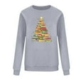 thumbnail image 7 of asdoklhq Sweaters for Women's Round Neck Hoodless Christmas Printed Casual Loose Sweatshirt Gray L, 7 of 7