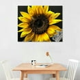 thumbnail image 3 of QFMY  Sunflower Pictures Wall Decor Black and White Sunflower Wall Art for Kitchen Bathroom Floral Painting Yellow Flower Canvas Print Frame  16x12in, 3 of 5