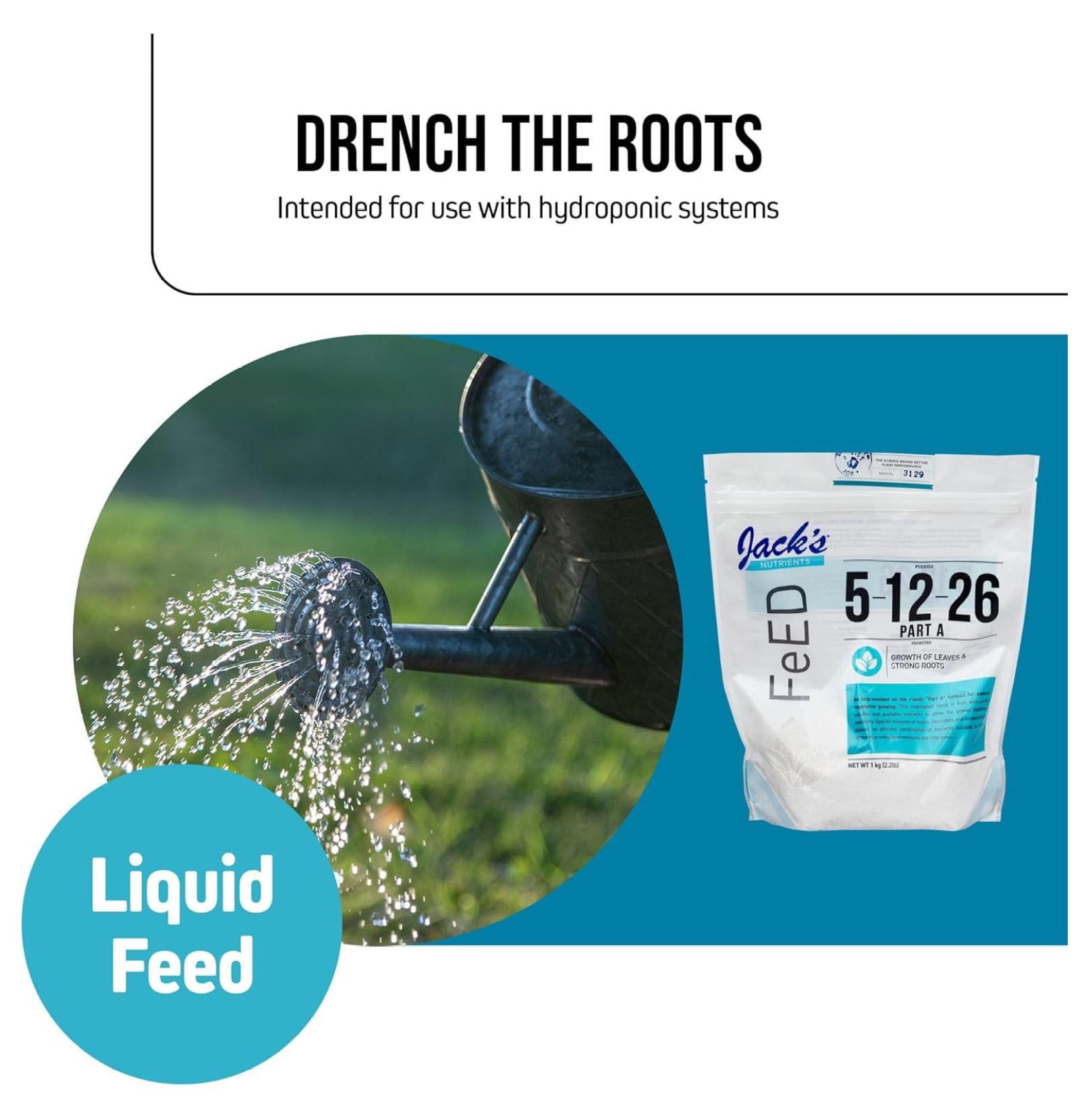 Nutrients 5-12-26 Part A Water-Soluble Fertilizer - Plant Food for Leaf Growth & Strong Roots, 2.2lbs - Hydroponic & Continuous Feed Systems