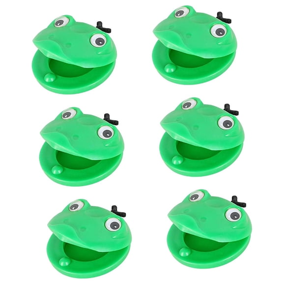 6 Pieces Percussion Instrument Finger Castanets Cartoon Frog Design Plastic Early Learning Toy for Girls Boys Kids
