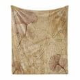 thumbnail image 1 of Beige Soft Flannel Fleece Blanket, Small Large Ginkgo Leaves Pattern Dramatic Dated Fossil Maidenhair Tree Nature Art, Cozy Plush for Indoor and Outdoor Use, 60" x 80", Beige Brown, by Ambesonne, 1 of 6