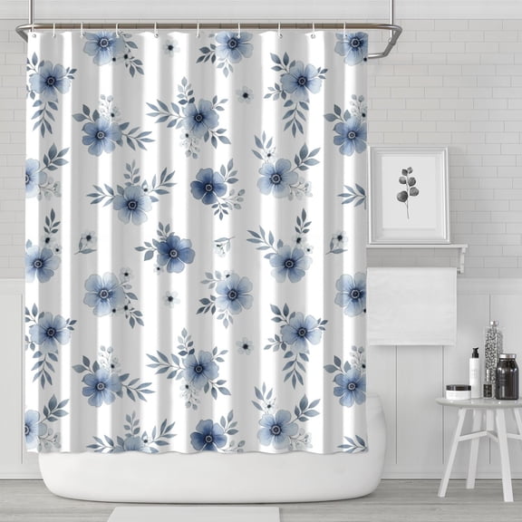 Pioneer Flower Floral Print Pattern Shower Curtain 84"x72", Bathroom Decorative Shower Curtain Set with 12 Hooks, Waterproof Washable