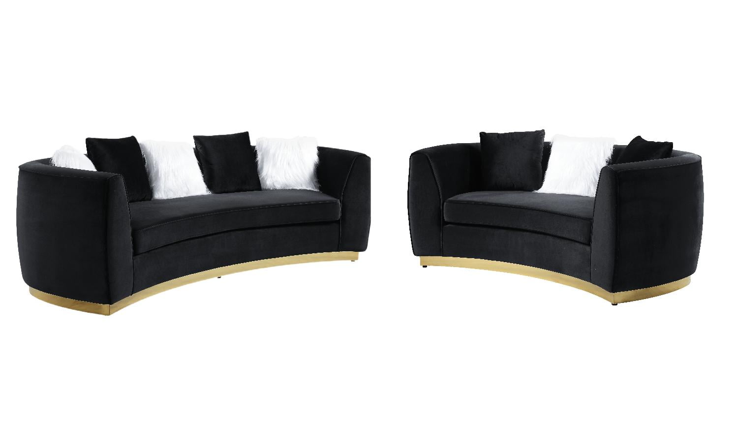Classic Black Velvet Sofa + Loveseat by Acme Achelle LV010452pcs