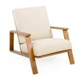 thumbnail image 5 of Lisonu Outdoor Patio Lounge Chair, Modern Adirondack Club Chair with Deep Seating, Teak Acacia Wood Frame & Weather-Resistant Beige Cushion, 5 of 21
