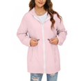 thumbnail image 2 of Delayuji Womens Waterproof Coat Solid Color Hooded Sun Protection Jacket Lightweight Sports Outdoor Zipper Jacket, 2 of 6