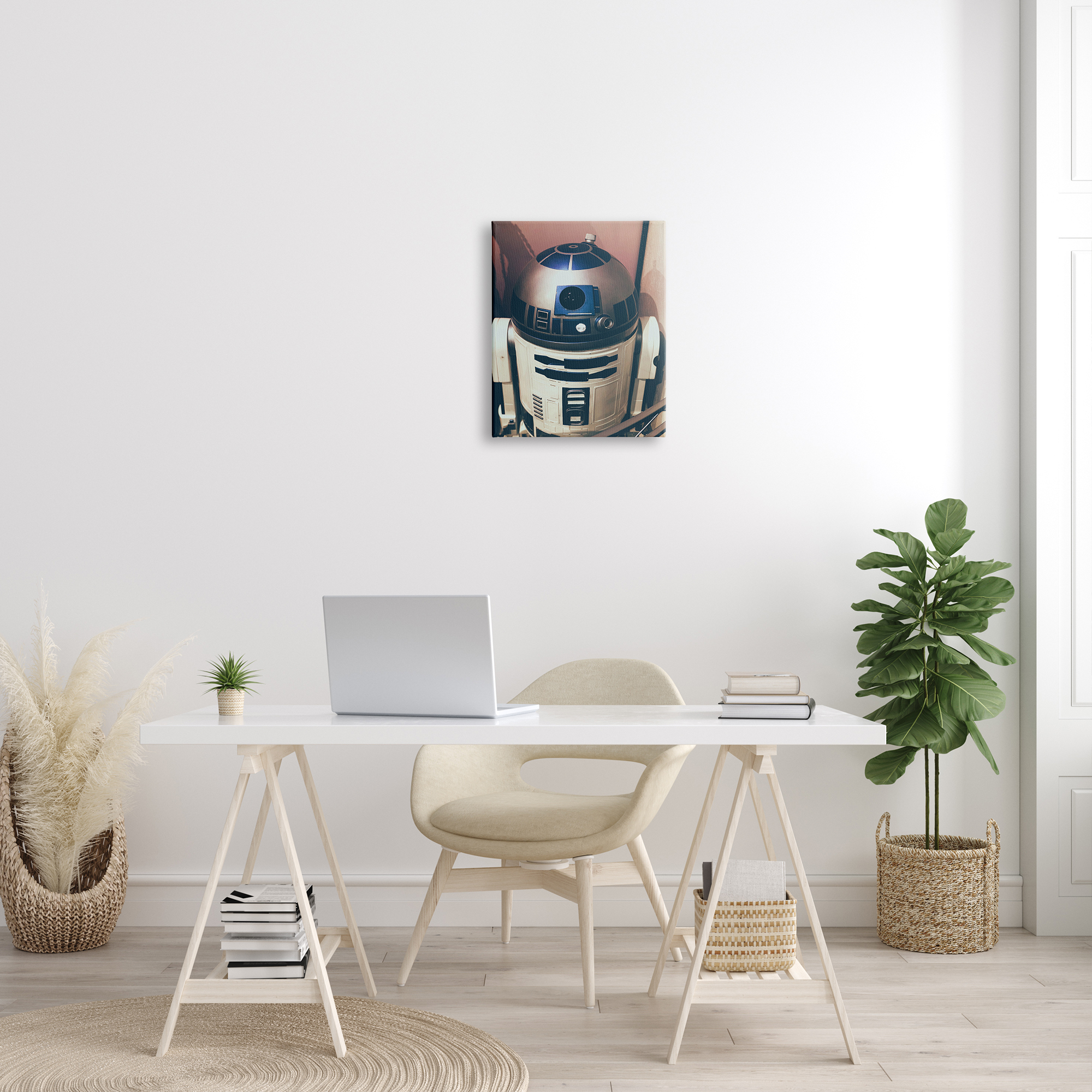 Stupell Industries Iconic Retro Sci-fi Space Robot Blue White, 16 x 20, Designed by Nice Nshuti