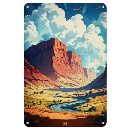 Venezuelan Roraima Mountain Scene Metal Wall Art - 8x12" Vintage-Inspired Watercolor Oil Painting Style, Colorful Iron Poster for Living Room & Bedroom Decor, Perfect Gift Idea
