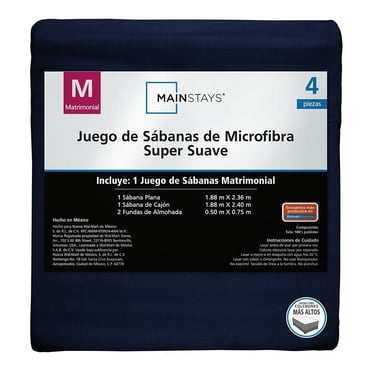 Juego De Sábanas Mainstays Matrimonial Liso Marino