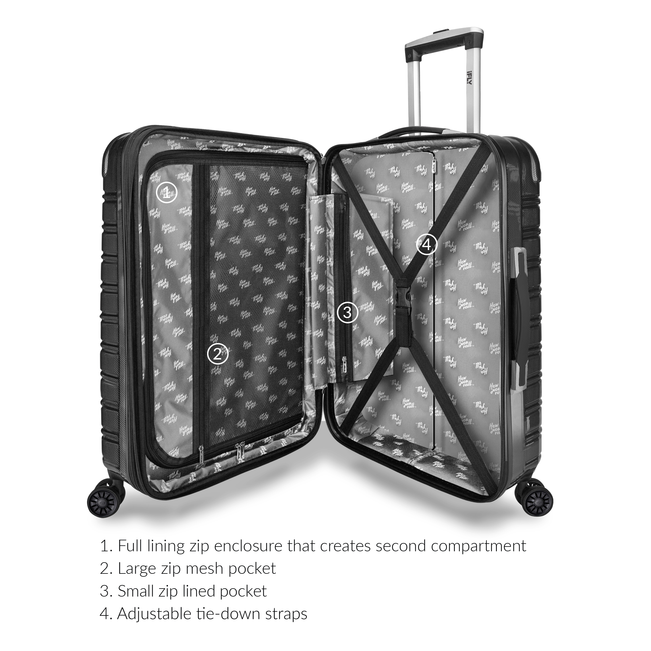 iFLY Fibertech 20" TSA-Approved Carry-On Expandable Hardside Spinner Luggage, Black photo 2