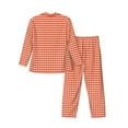 thumbnail image 2 of Bingfone Men'S Pajama Set 2 Piece Loungewear Pjs, Long Sleeve With Pajama Pants-Orange Gingham, 2 of 9