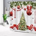 thumbnail image 2 of Winter Christmas Shower Curtain Decor,Xmas Tree and Red Xmas Ball Gifts on Snowfiled Snow Scene Shower Curtain for Bathroom 72X78 inch Polyester Fabric Bathroom Decoration Bath Curtains Hooks Included, 2 of 6