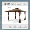 thumbnail image 3 of Alpha Joy 13x13 Pop up Canopy Tent Instant Ez up Shade Shelter with 3-Height Adjustable & Carry Bag for Outdoor Events, Camping & Bbqs, Brown, 3 of 10