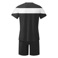 thumbnail image 5 of Men's Spring Summer 2-Piece Casual Set, Color Block Short Sleeve Tee and Shorts, Breathable Outfit For Streetwear Fashion and Daily Use,Black,2XL, 5 of 6
