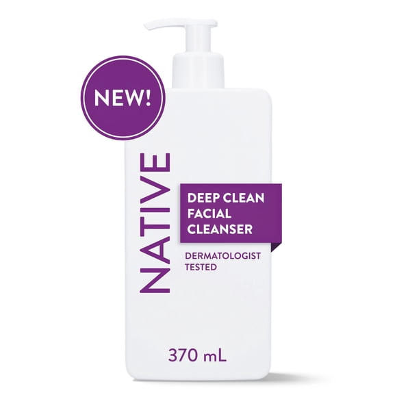 Native Deep Cleansing Facial Cleanser, for oily to combination skin, Sulfate Free, with Salicylic Acid and Eucalyptus, Dermatologist Tested, 370mL