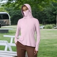 thumbnail image 2 of Alun Womens Upf 50+ Full Zipper Fishing Hoodie Shirt with Facial Occlusion and Thumb Holes Design Lightweight Pure Slim Fit Long Sleeve Hooded Tops with Pockets 1—Pink XL, 2 of 8