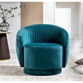 thumbnail image 1 of Silla de barril giratorio de terciopelo de 366 grados, sillón moderno de acento plisado con base resistente y cojín acolchado grueso, 1 of 5