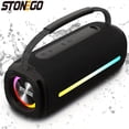 thumbnail image 2 of STONEGO Portable Handheld Bluetooth Speaker, Bluetooth 5.3 Wireless RGB Flash Dual Speakers, TWS Heavy Bass Stereo, IPX6 Waterproof, USB-C Charging, 3000mAh Battery, with FM Mode, 2 of 11