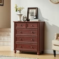 thumbnail image 3 of Farmhouse Red Oak Dresser of 5 Drawers, Dresser Chest with Easy Pull Handle for Bedroom, Living Room, 3 of 7
