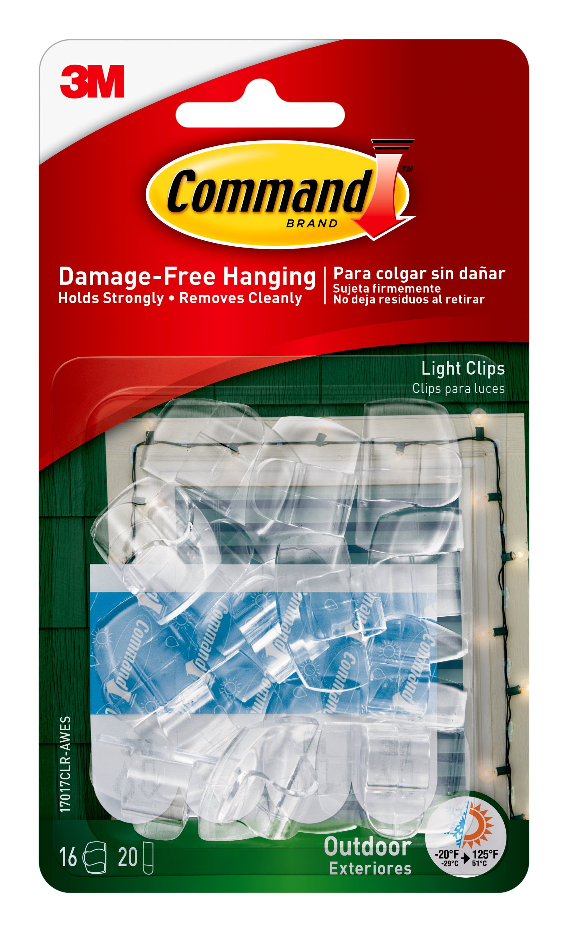 Command Outdoor Light Clips, 16 Clips, 20 Strips/Pack