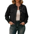 thumbnail image 3 of jobturf Womens Corduroy Jacket Fall Winter Fashion Solid Cropped Coats Holiday Long Sleeve Button Down Shacket Lightweight Jackets, 3 of 7