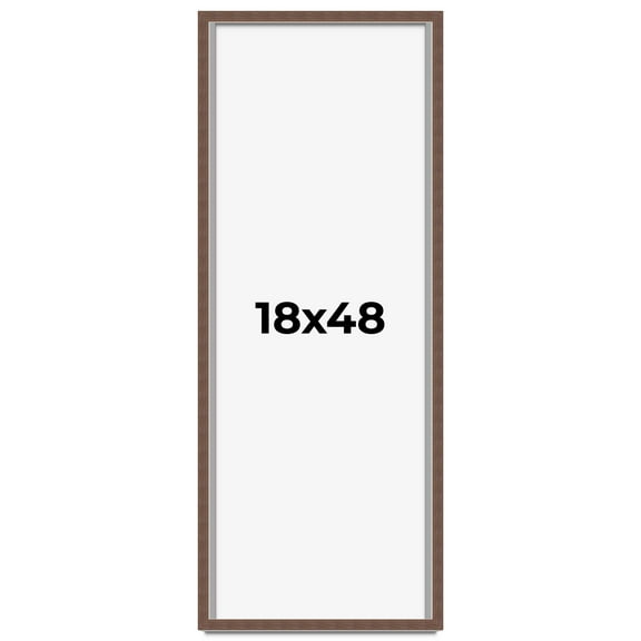 18x48 Shadow Box Frame Brown | 1.125 inches Deep Real Wood Rustic Shadowbox Display Frame | UV