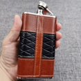 thumbnail image 4 of iSavage 4oz Leather Wrapped Hip Flask-YM156, 4 of 8