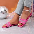 thumbnail image 6 of Xdegoge Slides Sandals Women Open Toe Rhinestone Single Band Flat Slides Square Toe Sparkly Crystal Slip On Slippers Casual Poolside Shoes, 6 of 8