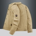 thumbnail image 3 of Letterman Jacket For Men Cargo Outdoor Pocket Plus Size Lapel Puffer&nbsp;Jacket&nbsp;Men,Khaki,4XL, 3 of 8