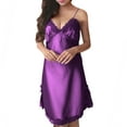 thumbnail image 2 of qILAKOG Women's Summer Nightgown V-neck Chemise Sleepwear Lace Nightwear Soft Pajama for Women Purple Free Size, 2 of 6