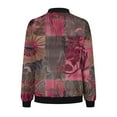 thumbnail image 5 of JURANMO Bomber Jacket for Women Lightweight Varsity Zip Up Coat Casual Long Sleeve Flight Jackets Vintage Ethnic Print Coats with Pockets Pink L Deals of The Week, 5 of 6