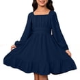 thumbnail image 3 of Kids Dress Girls Navy Long Sleeve Girls Fall Dresses Birthday Dress for Girls Princess Dress Up for Girls 12-13 Years, 3 of 5