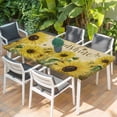 thumbnail image 2 of Sunflowers Table Cloths for 4 Foot Rectangle Tables, Retro Spring Botanical Blossom Flowers Bees Patio Waterproof Elastic Fitted Tablecloths, Washable Rectangular Table Cover for Camping, 2 of 8