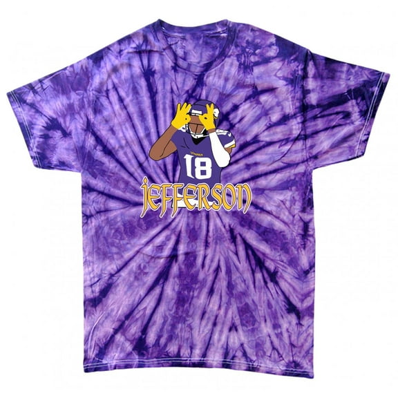 TIE-DYE PURPLE Vikings Justin Jefferson Pic T-shirt ADULT