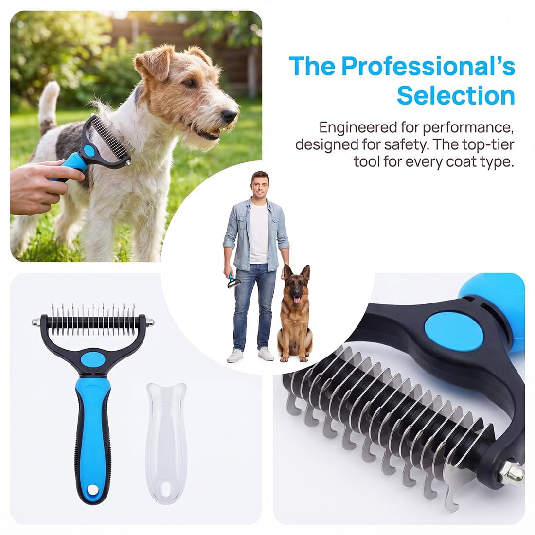 Pet Pro Grooming Tool, Shedding and Dematting, Pet Detangling Comb for Medium To Long Haired Pets